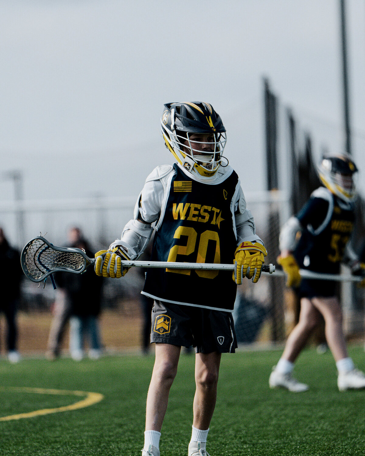 A West Coast Starz player defending the goal.