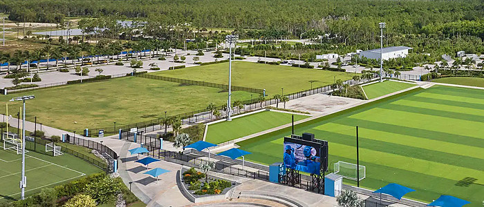 Paradise Sports Complex in Naples, Florida from the air.